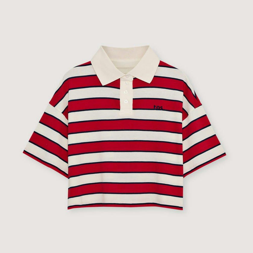 Acacia Woman Polo Tulip Red & Midnight Stripes