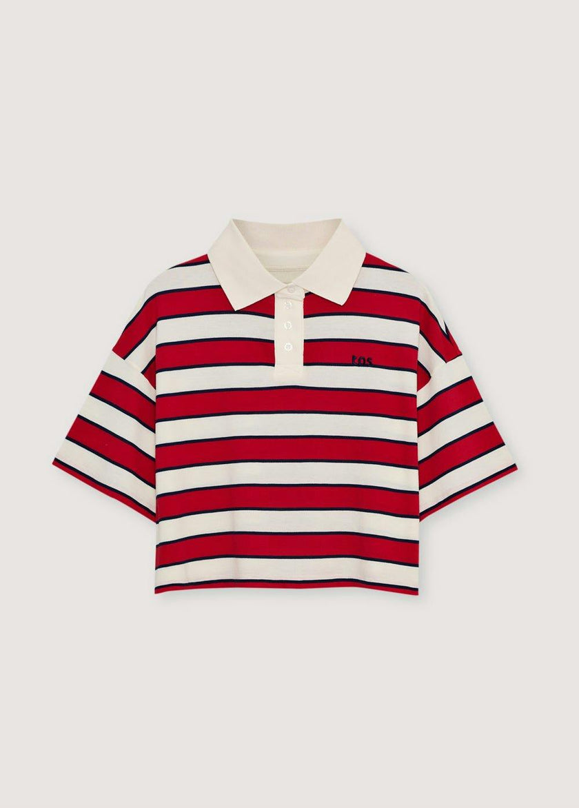 Acacia Woman Polo Tulip Red & Midnight Stripes