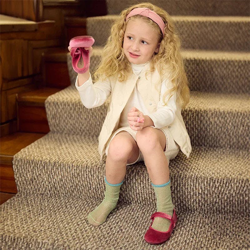 Classic Velcro Strapped Velvet Mary Jane Shoes