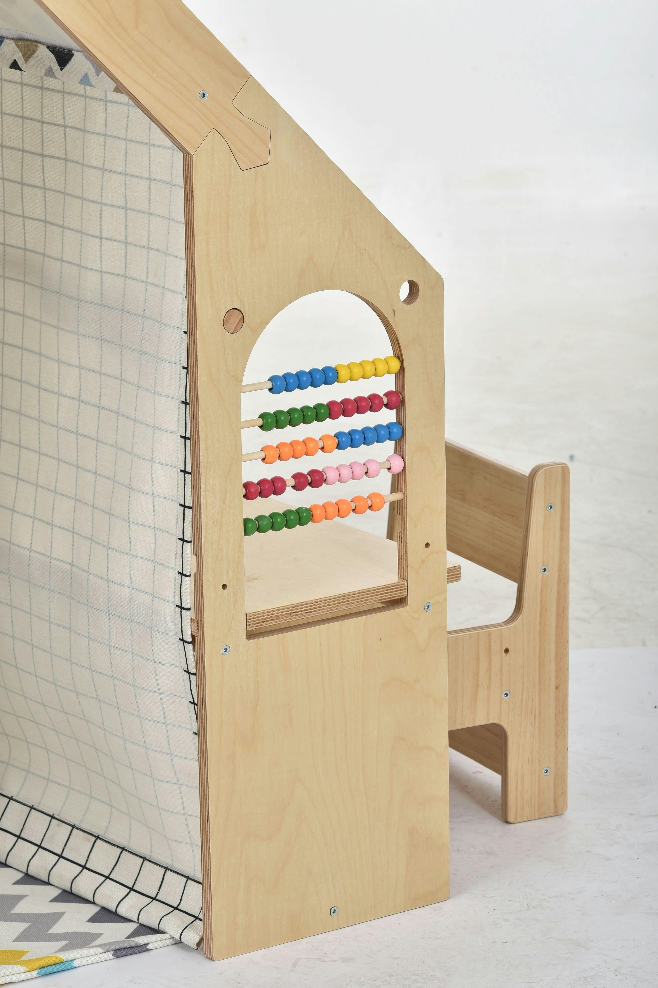 Flair | Indoor Wooden Playhouse with Desk, Chair & Chalkboard for Toddlers and Kids