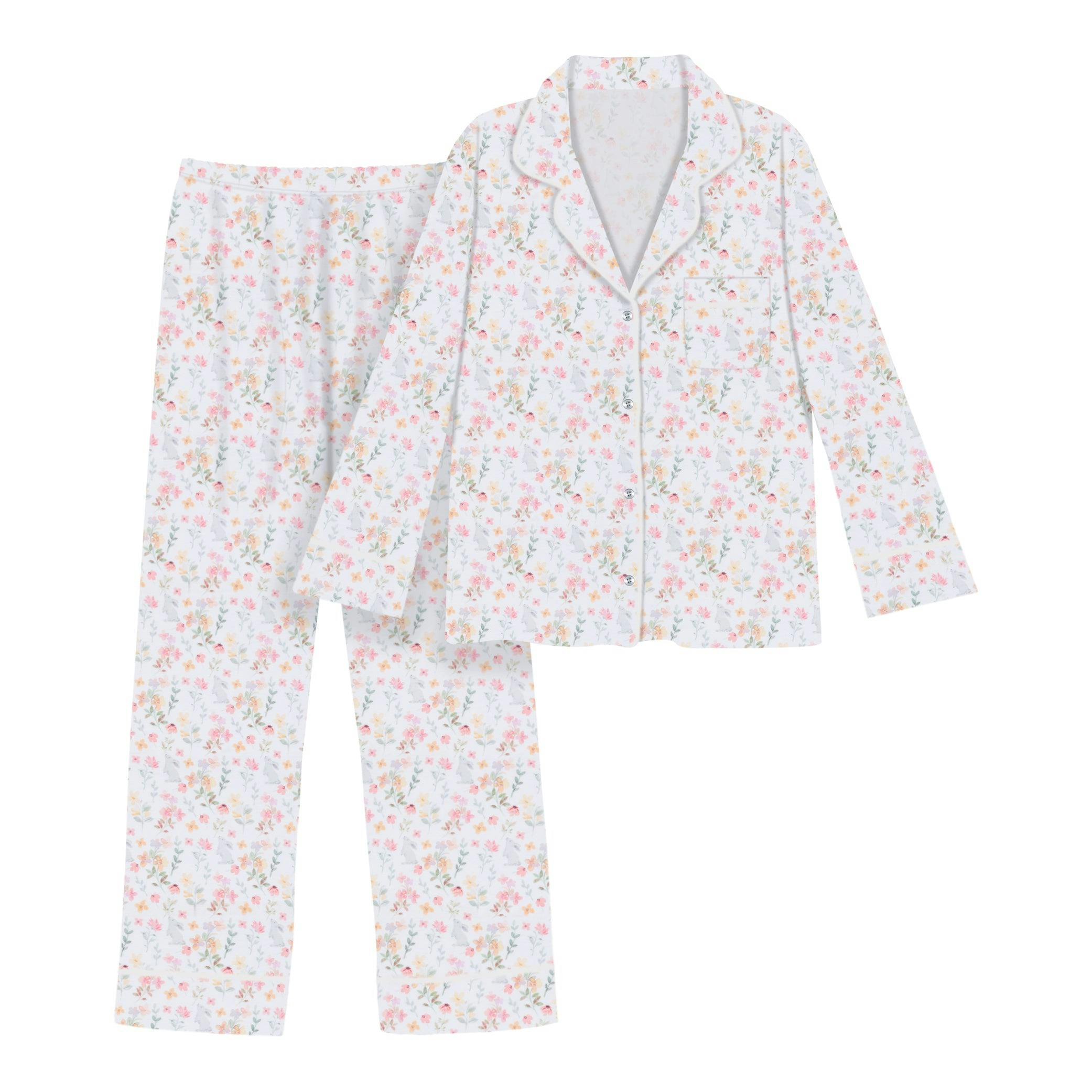 Winter Flowers Woman's Pima Cotton Long Pajama Set