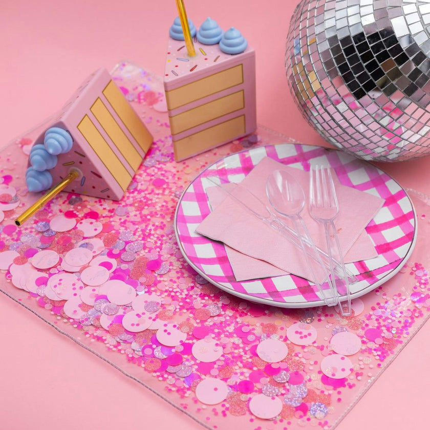 Packed Party Pink Confetti-Filled Multi-use Desk Mat
