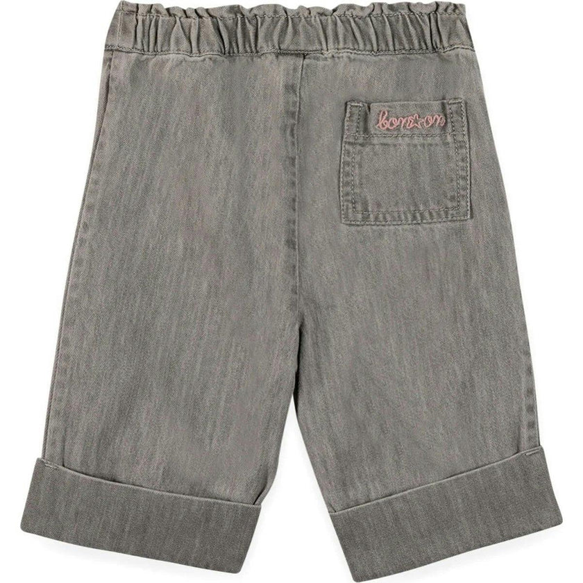 BONTON Soft Grey Embroidered Jade Baby Pants