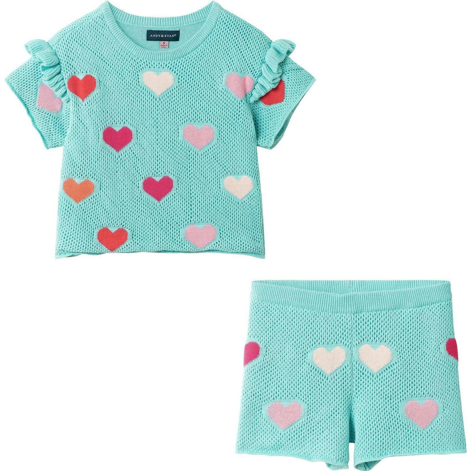 Girls Heart Crochet Set | Aqua Hearts