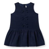The Corduroy Bow Dress, navy blue