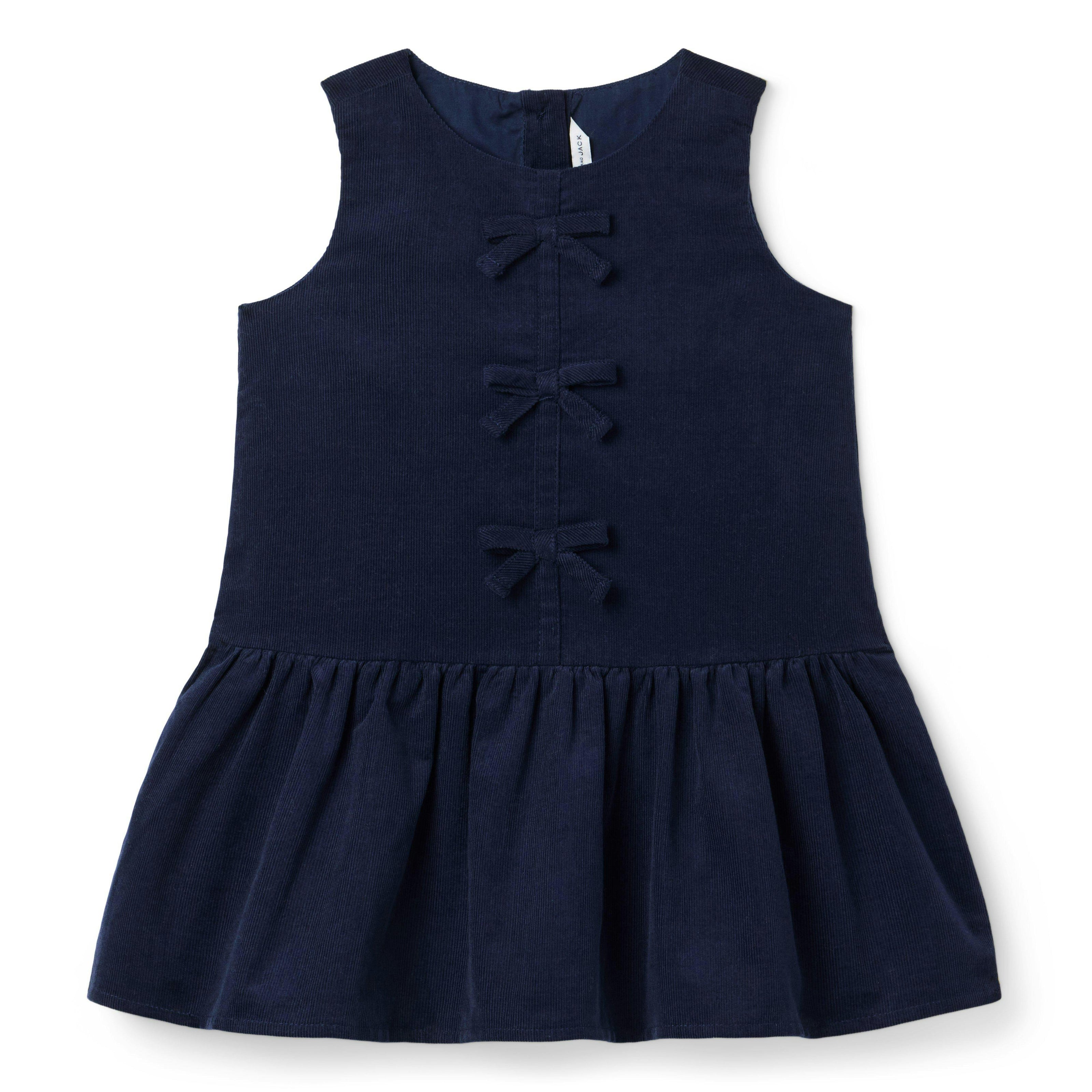 The Corduroy Bow Dress, navy blue