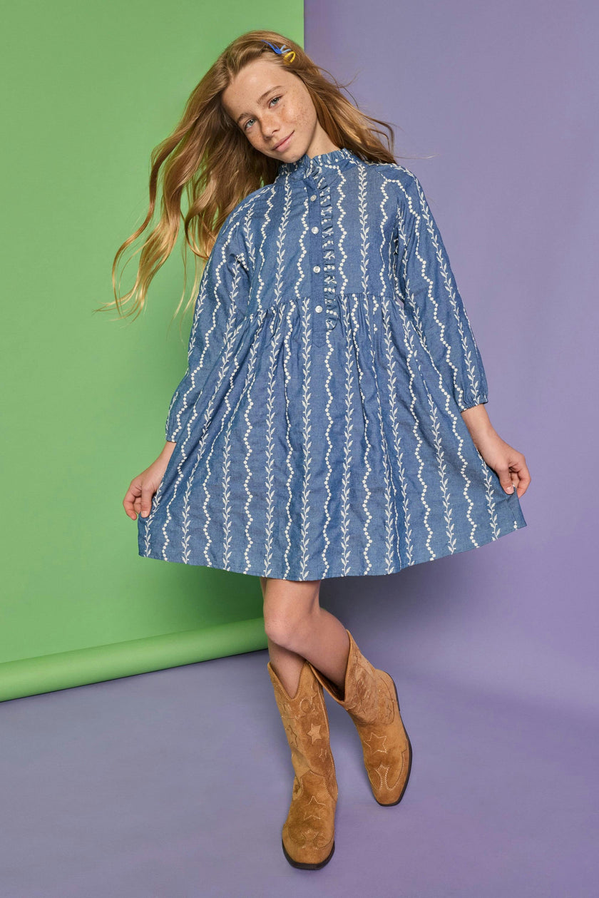 Amelia Dress - Chamonix Chambray Embroidery