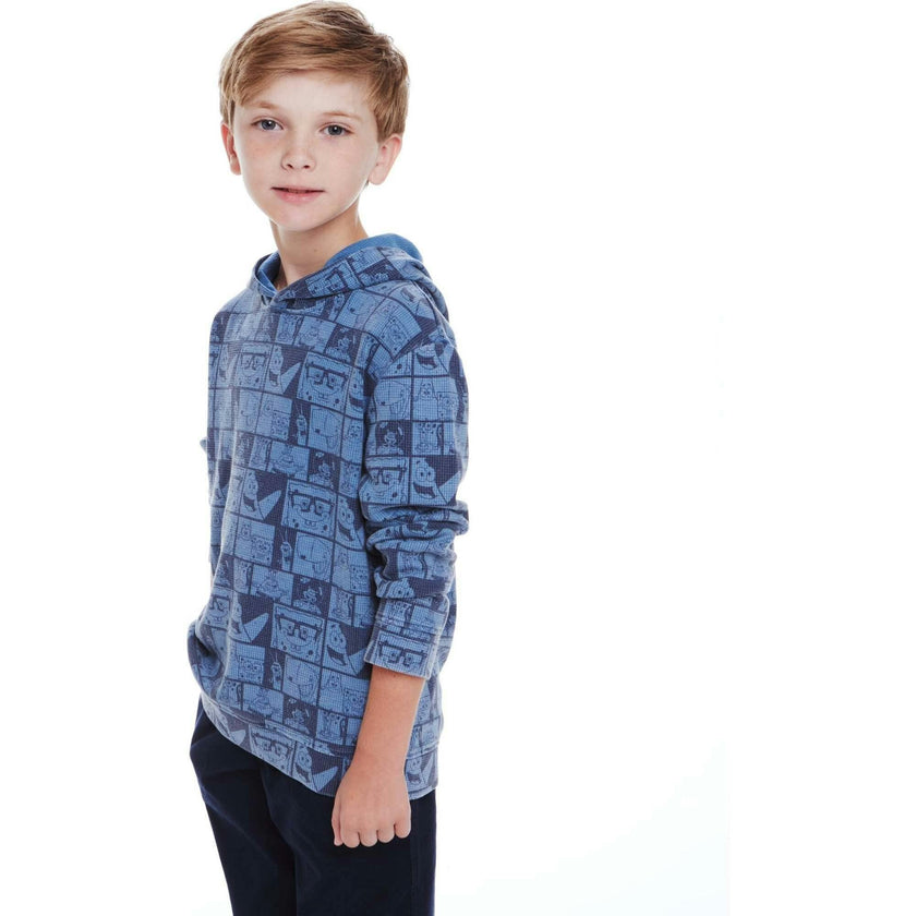 SpongeBob SquarePants™ x Andy & Evan® | Kids  Stone-Washed Waffle Hooded Tee with Friends Label