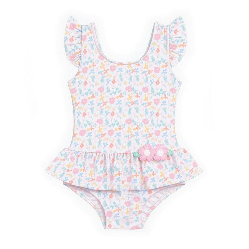 Floral Print Swimsuit With Flowers