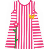 Stripe Knit Dress With Flower