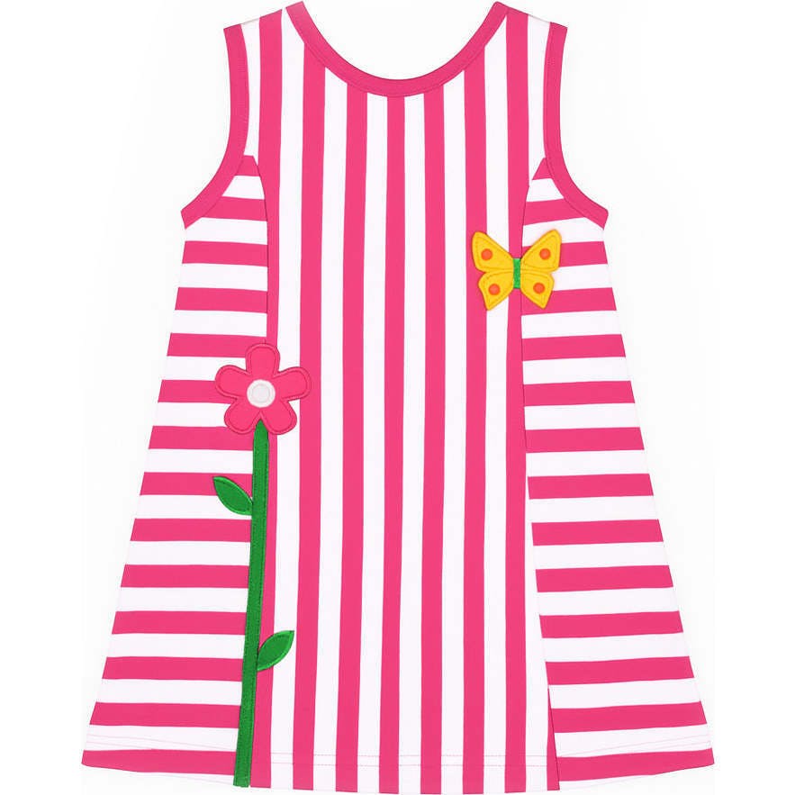 Stripe Knit Dress With Flower