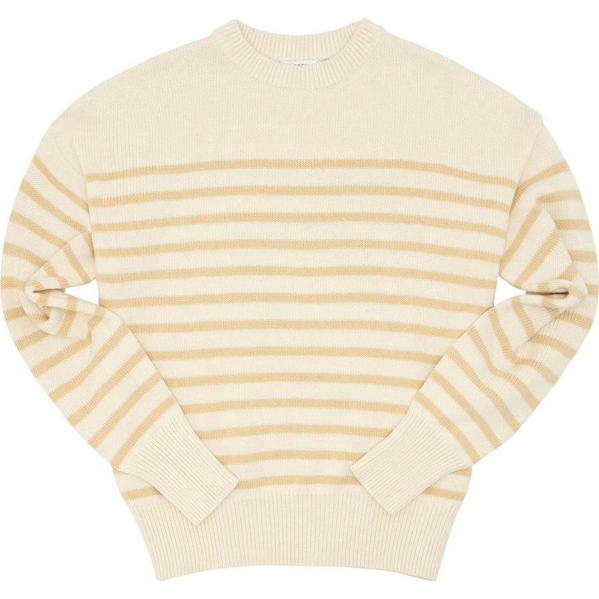 Women's Knit Sweater Cream And Tan Stripe