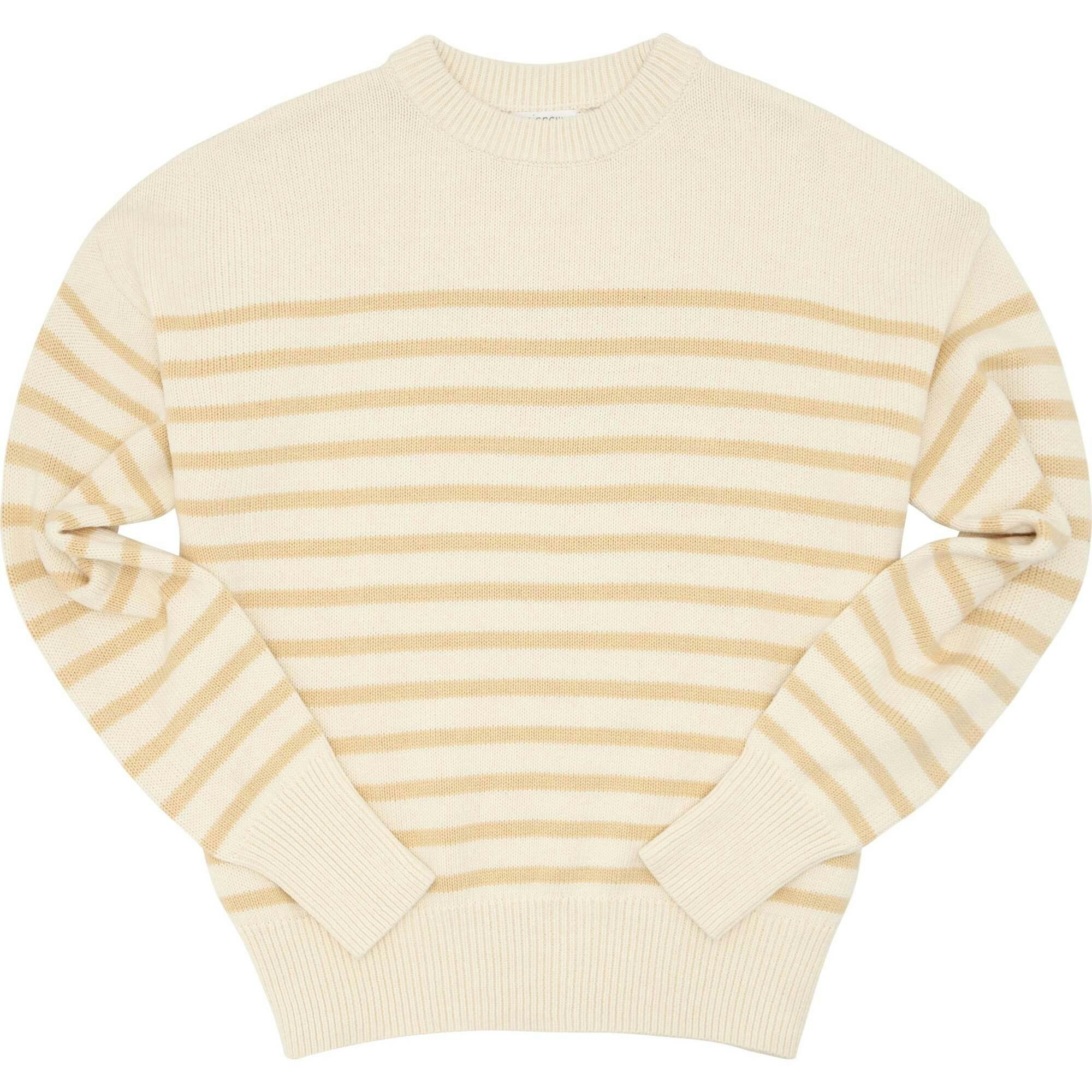 Women's Knit Sweater Cream And Tan Stripe