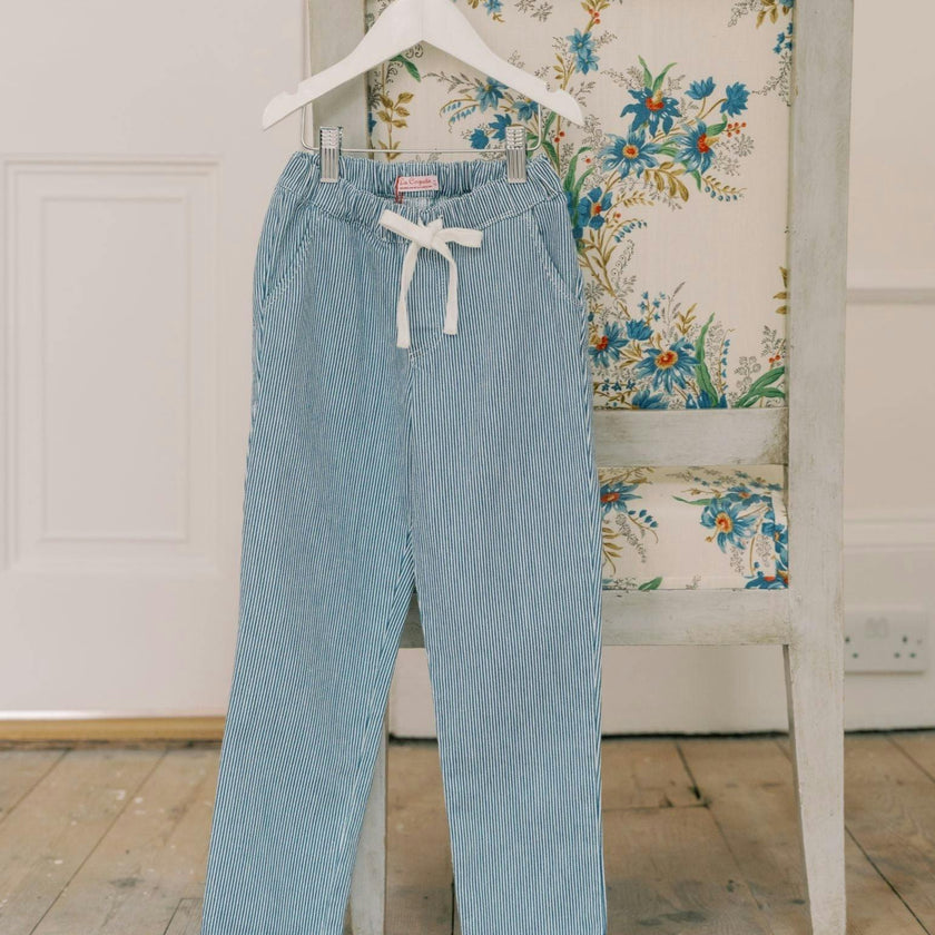 Blue Stripe Andreas Boy Cotton Trousers