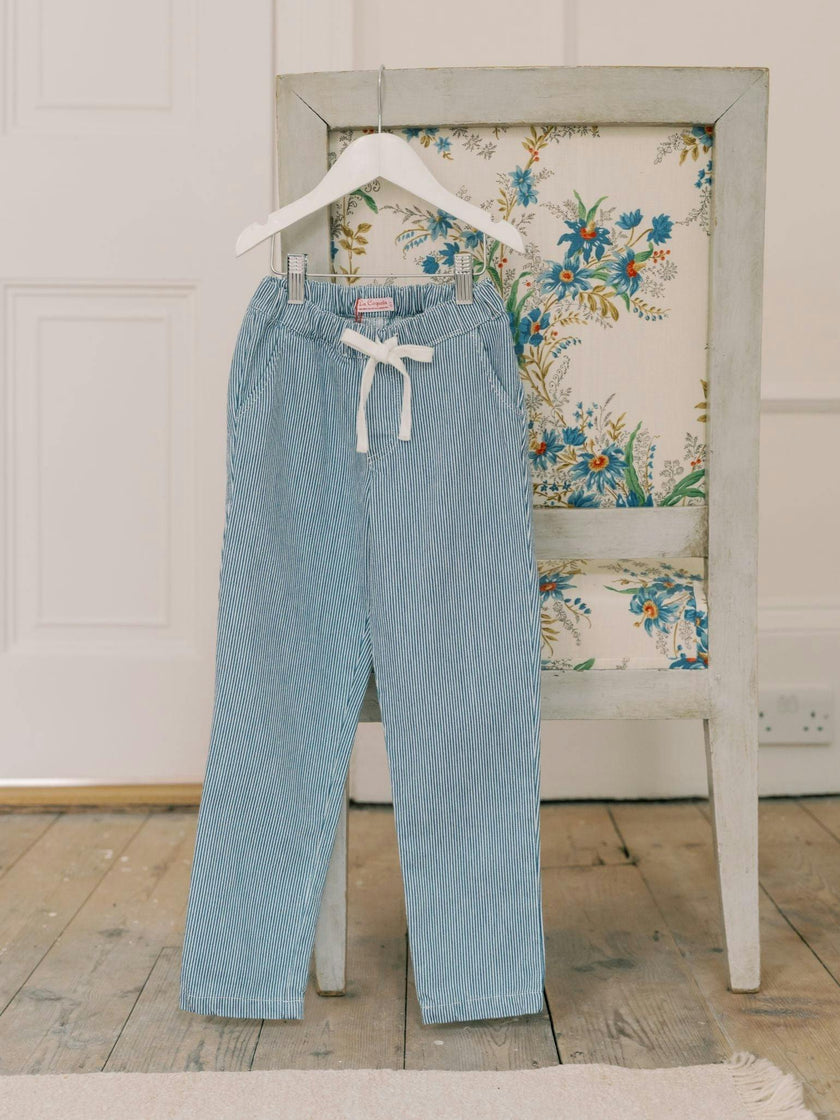 Blue Stripe Andreas Boy Cotton Trousers