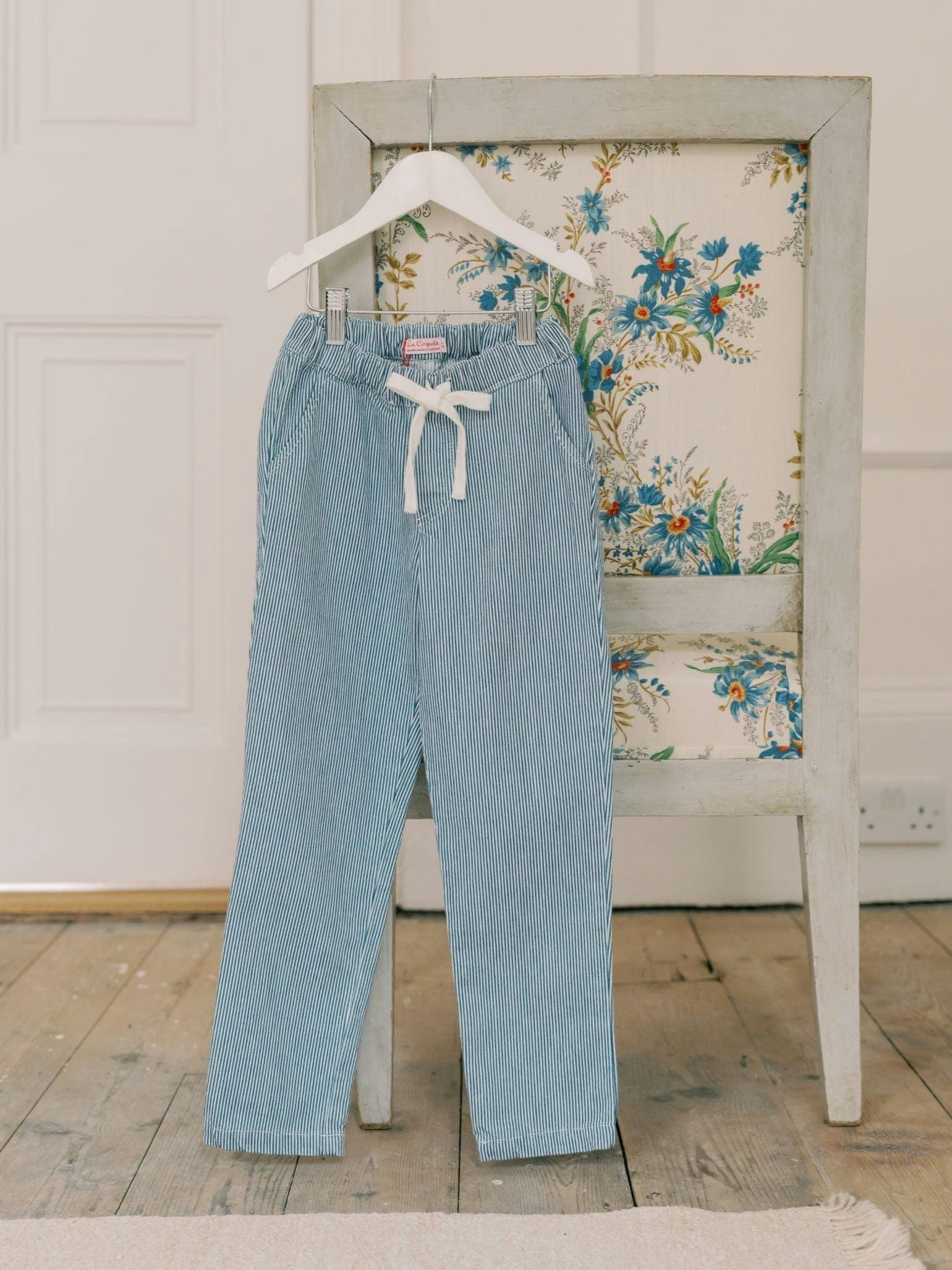 Blue Stripe Andreas Boy Cotton Trousers