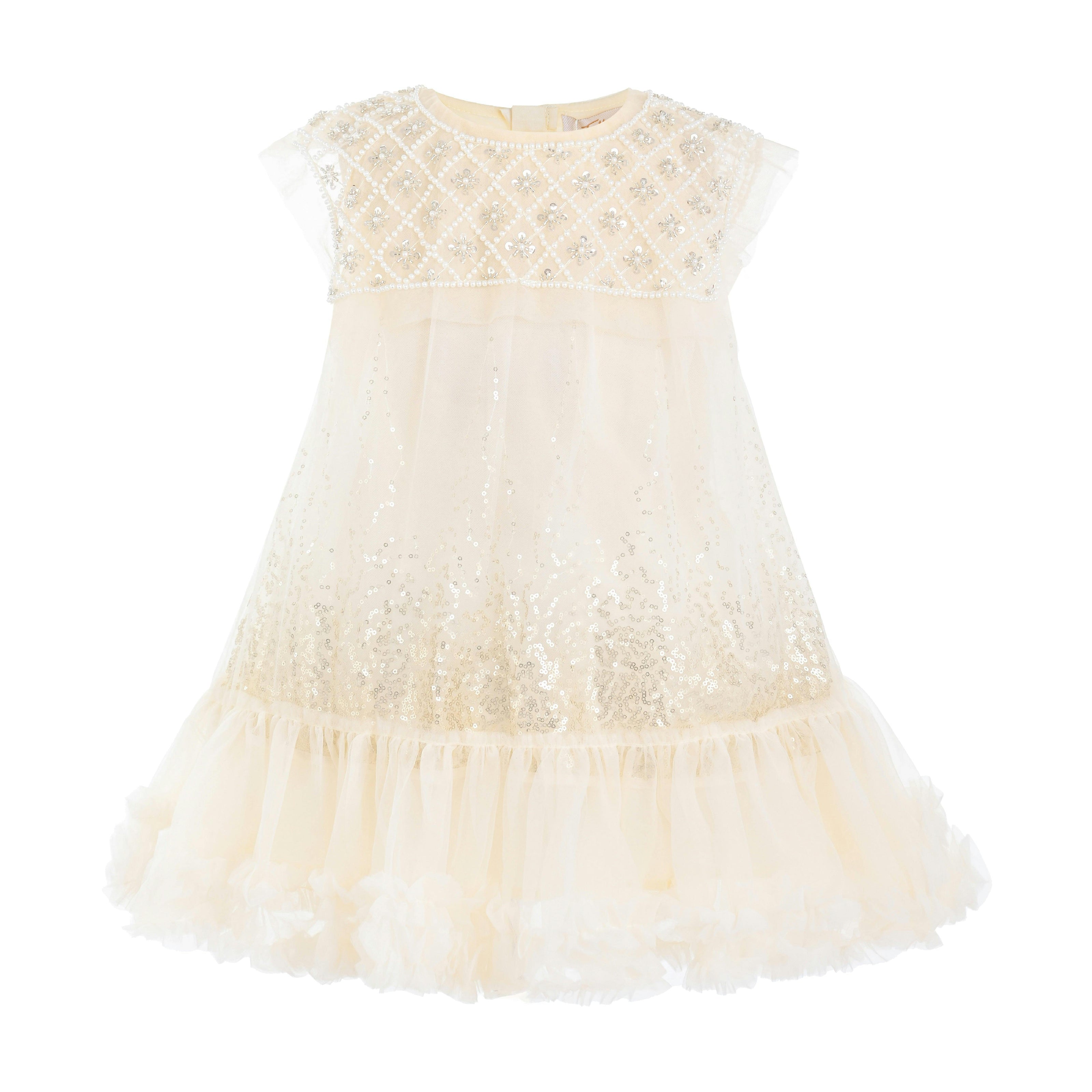 Beige Renoria Lace Sparkle Dress