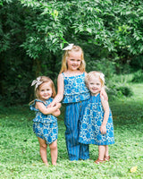 Indigo Floral Print Top and Pant Set — Cotton Girls Co-Ord | 0-13 Years