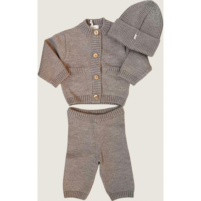 Merino Wool Baby Gift Set in Heather Brown