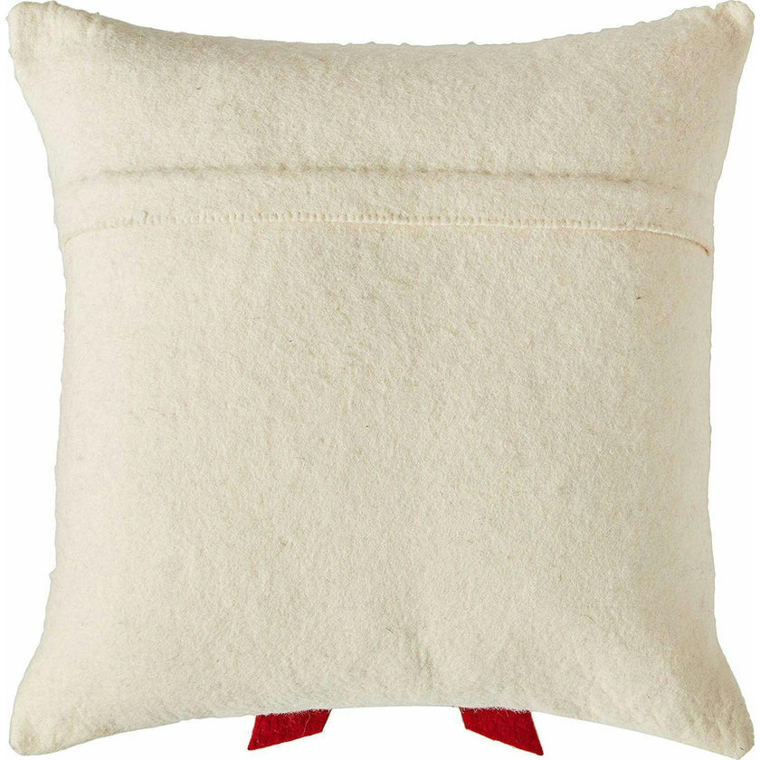 Red Bow Cream - Christmas Pillow Cover Hand Felted Wool - 20" / 14"
