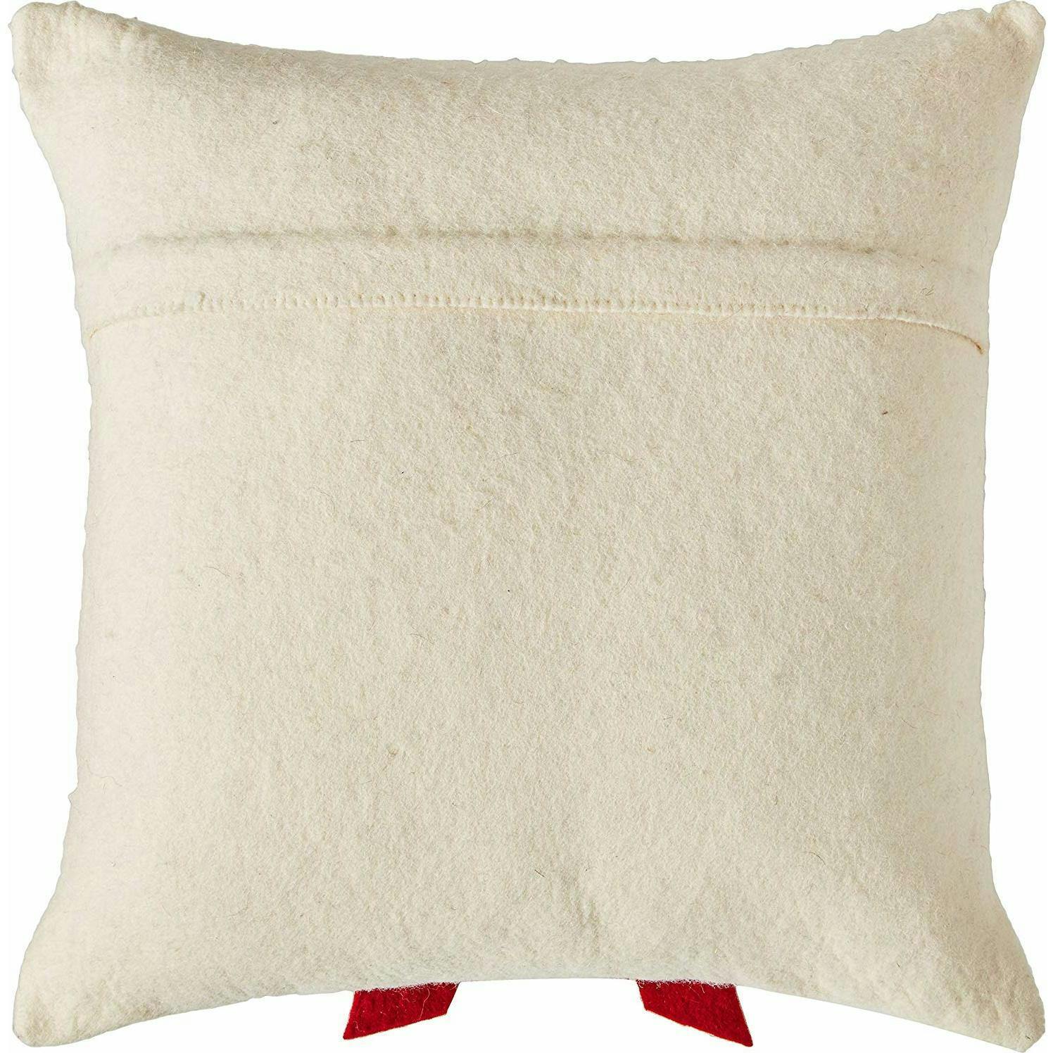Red Bow Cream - Christmas Pillow Cover Hand Felted Wool - 20