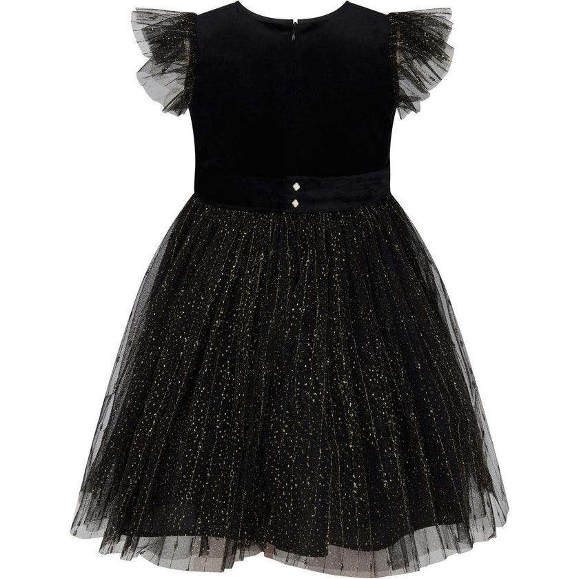 Wednesday Velvet & Glitter Tulle Party Dress