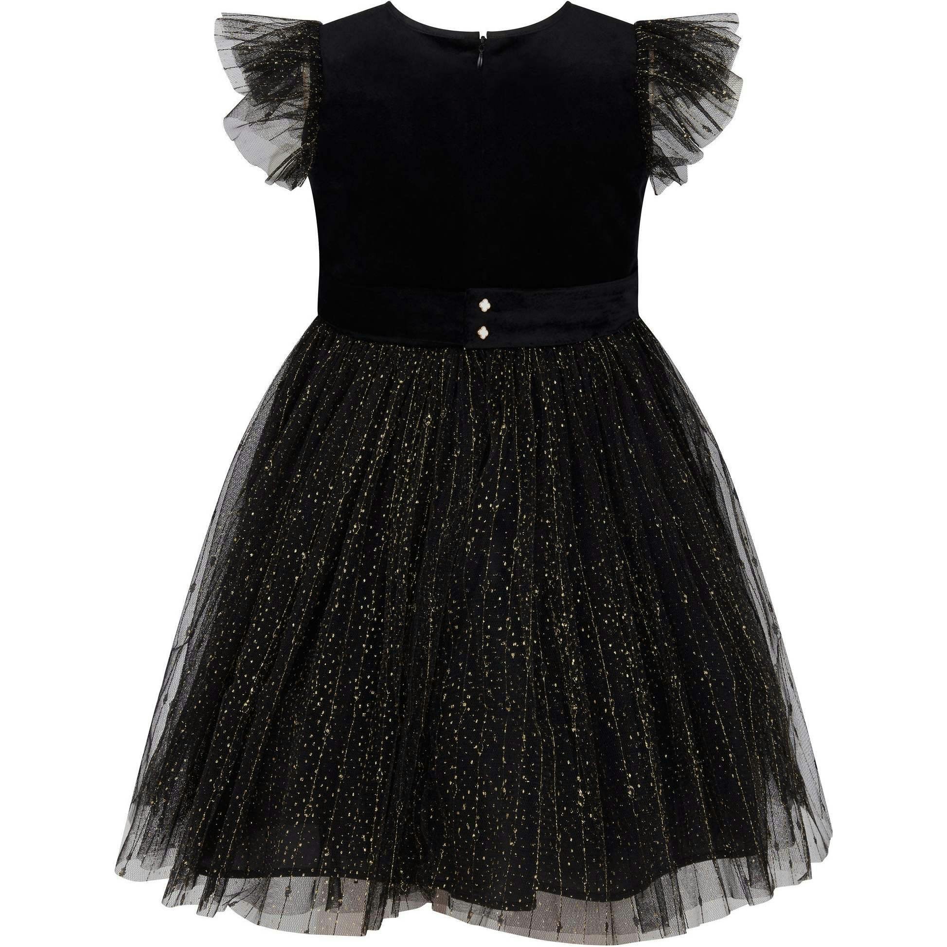 Wednesday Velvet & Glitter Tulle Party Dress