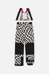 Two Piece Teknik Snowsuit White And Bright Pink Checkered Print