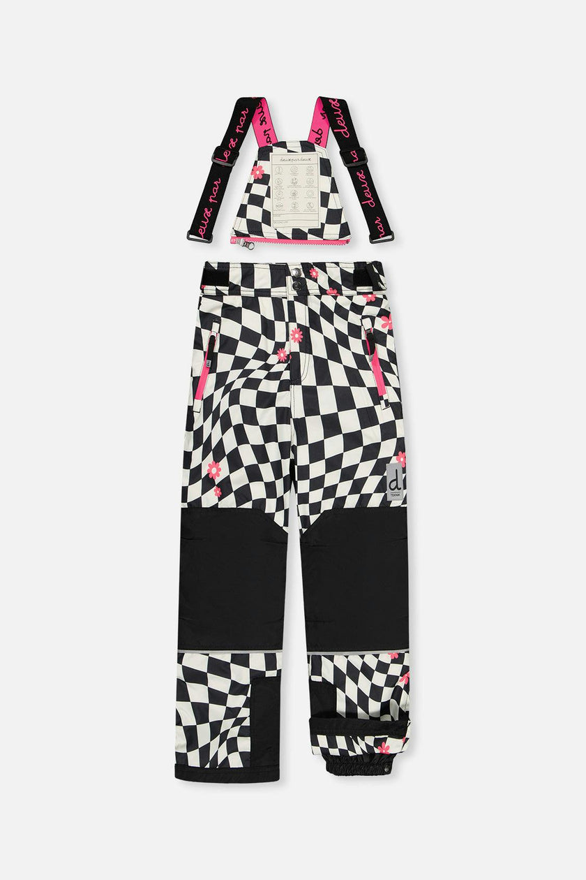 Two Piece Teknik Snowsuit White And Bright Pink Checkered Print