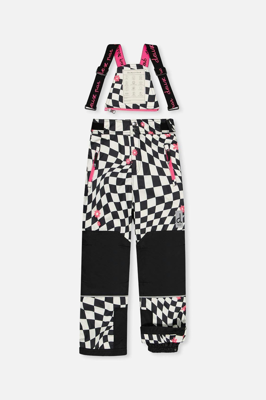 Two Piece Teknik Snowsuit White And Bright Pink Checkered Print