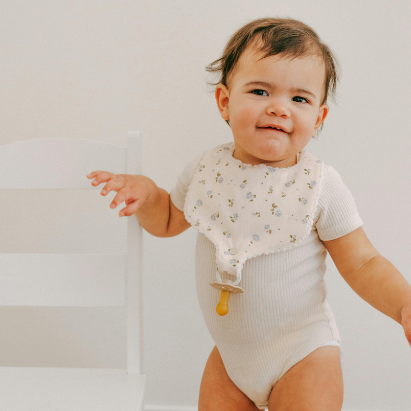 Soothe & Snap Pacifier Bib- Rosemilk Bloom