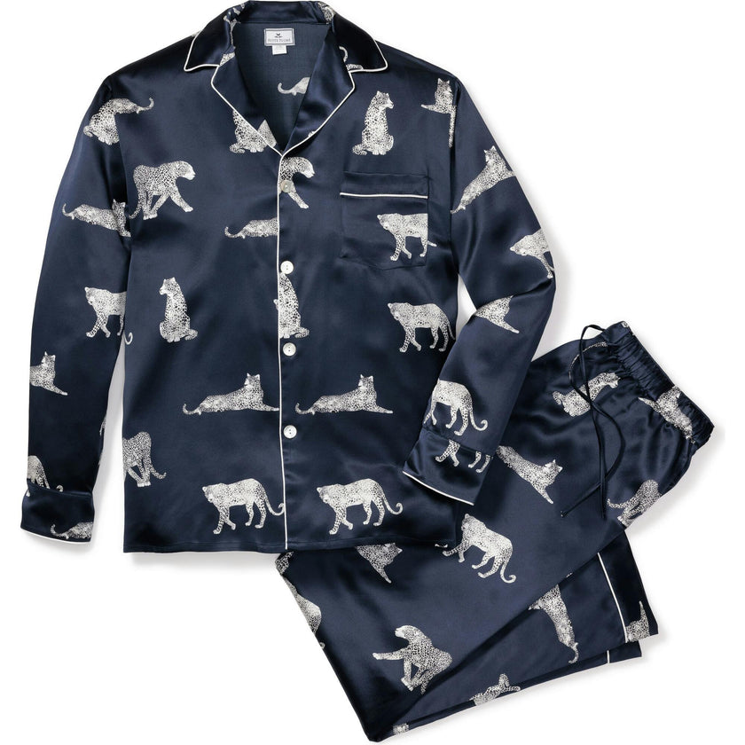 Men's Silk Pajama Set in Panthère de Nuit