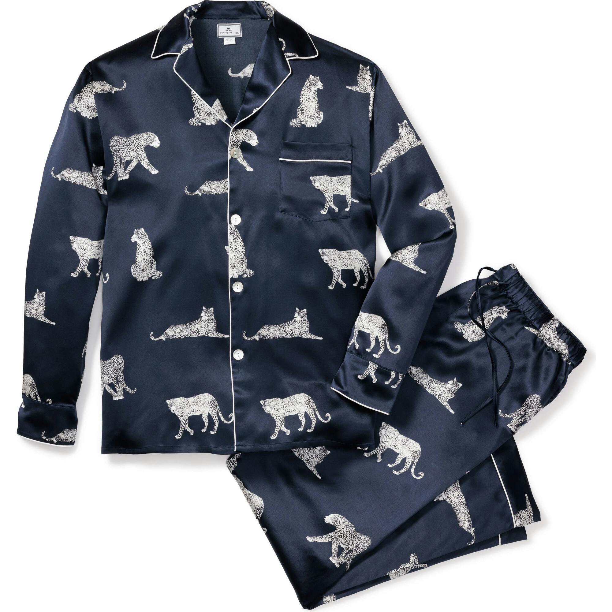 Men's Silk Pajama Set in Panthère de Nuit