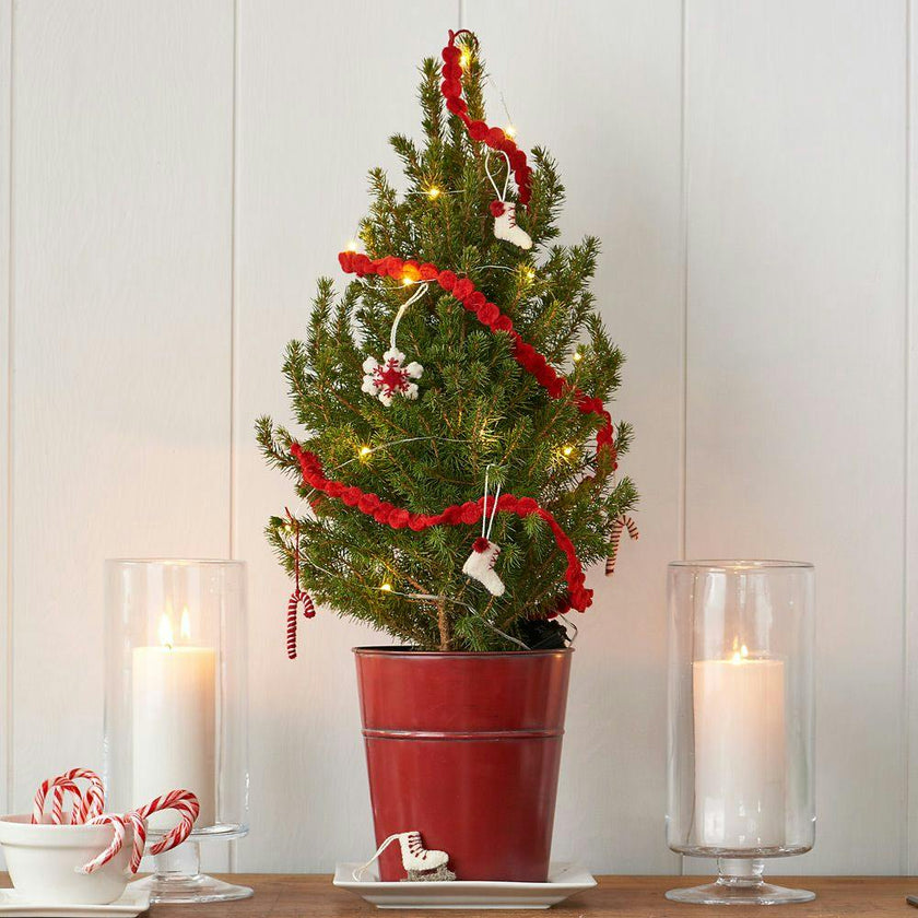 24 Piece Set- Iconic Christmas Mini Tabletop Tree Set- Hand Felted Wool