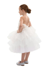 White Carnelian Floral Embroidered Tulle Dress