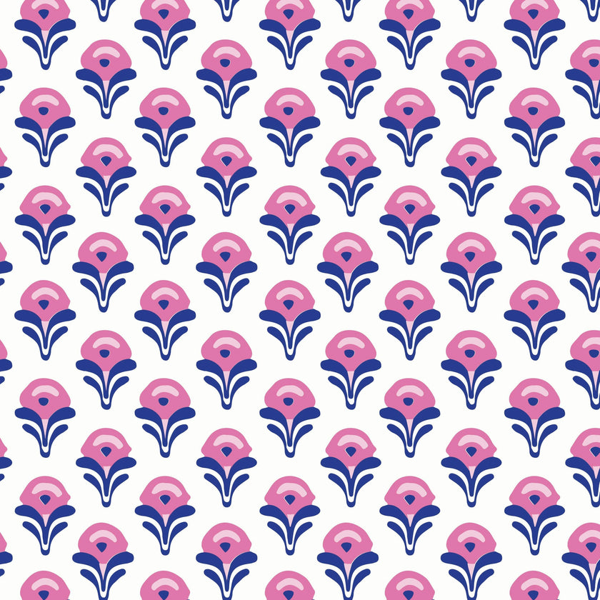 Margot Girls' Performance Skirt by LH Sport - Boho Flora Hot Pink Navy