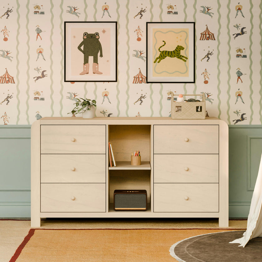 TipToe 6-Drawer Extra Wide Assembled Dresser with Cubbies (62")