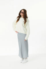 Maya Taupe Fluffy Drop Shoulder Sweater