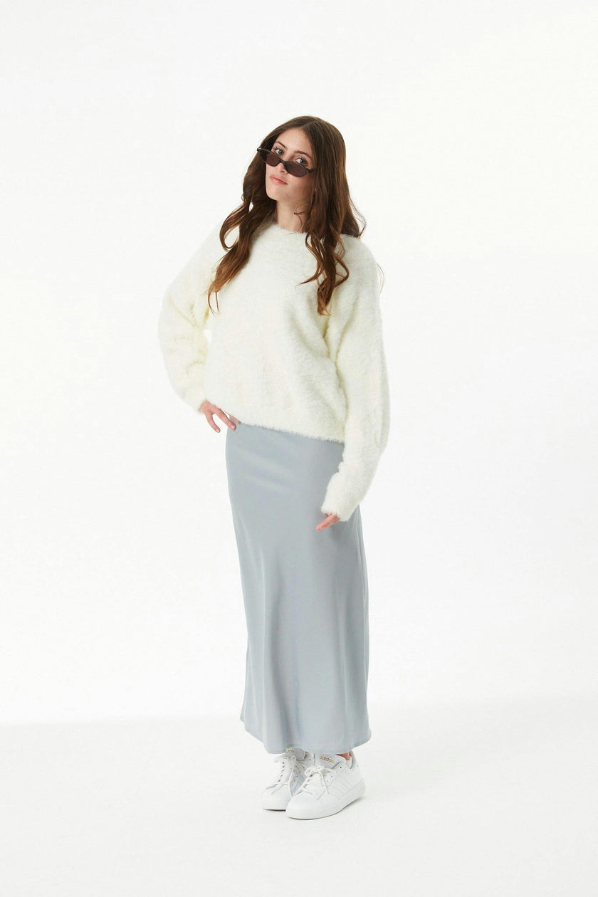 Maya Taupe Fluffy Drop Shoulder Sweater