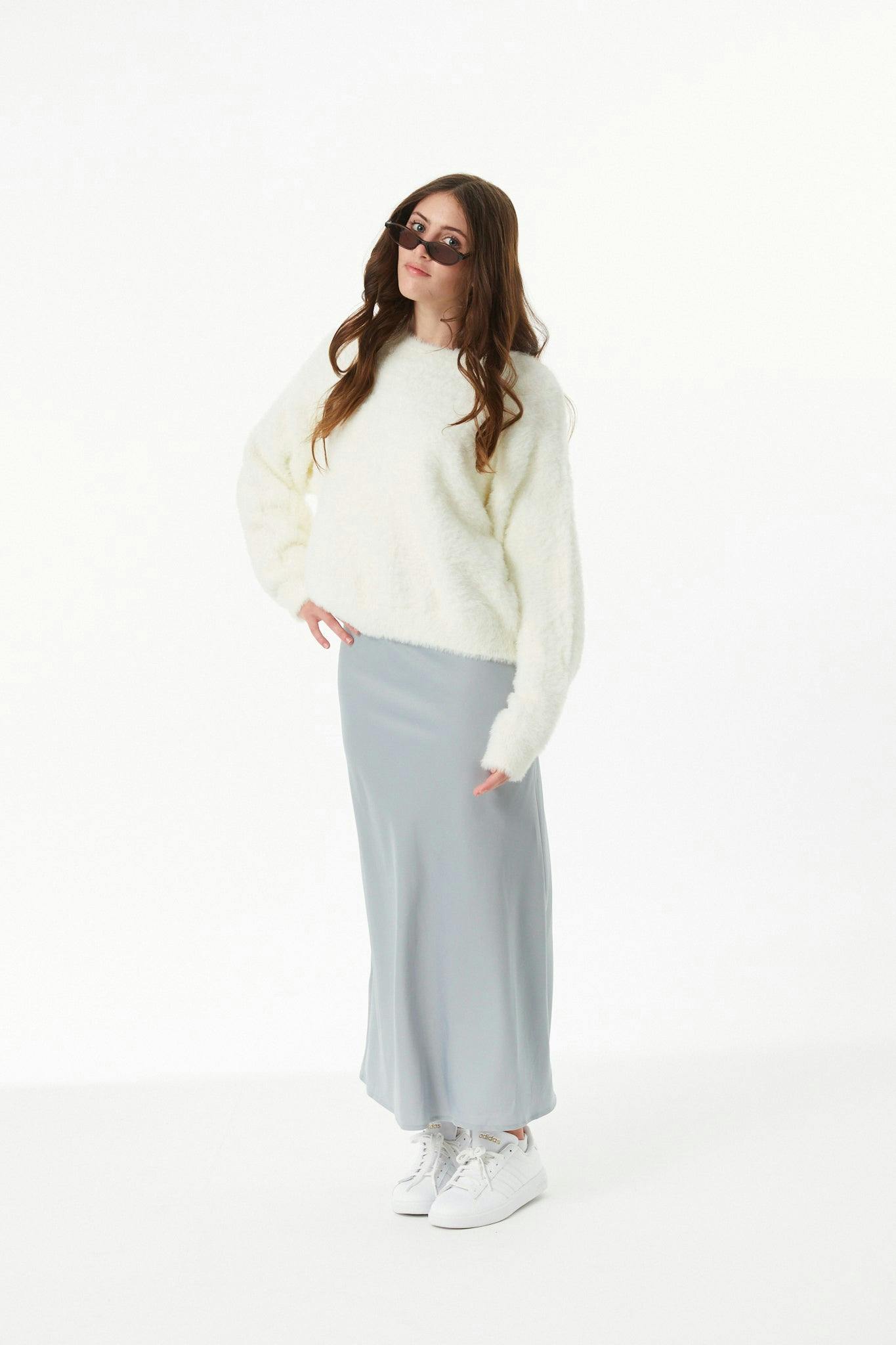 Maya Taupe Fluffy Drop Shoulder Sweater