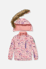 Two Piece Play Snowsuit Pink Mini Flower Print