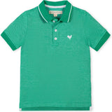 Organic Short Sleeve Knit Pique Polo Shirt, Green