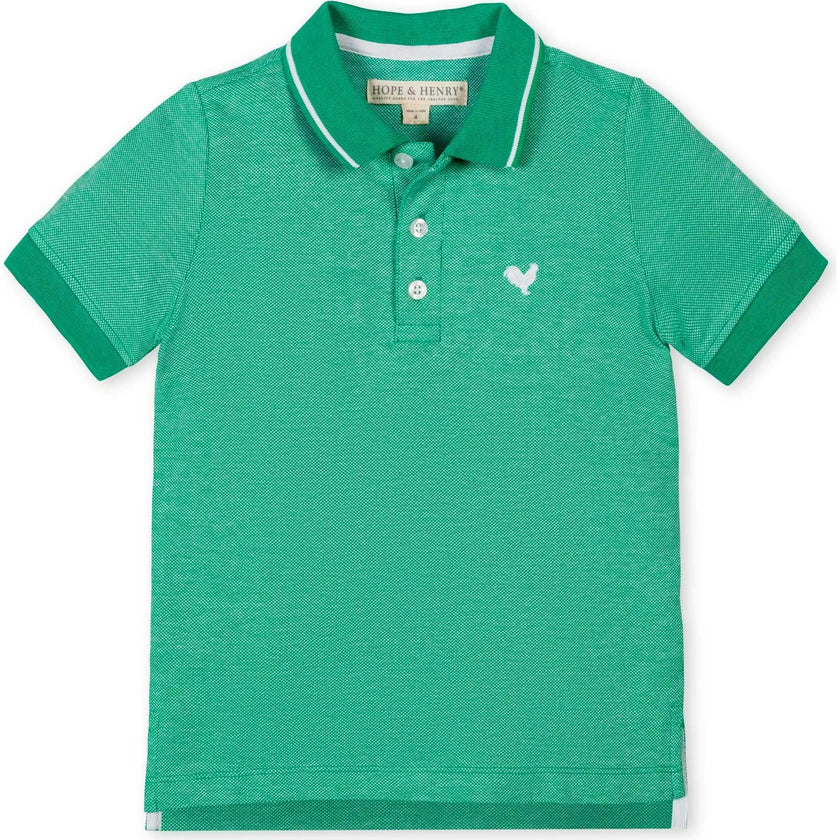 Organic Short Sleeve Knit Pique Polo Shirt, Green