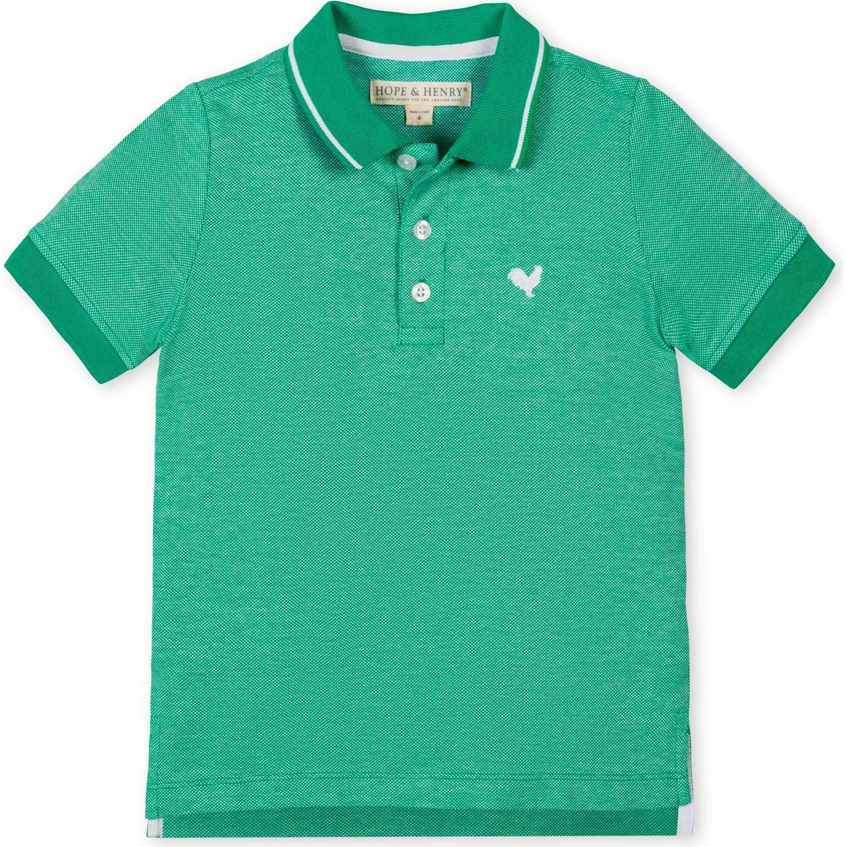 Organic Short Sleeve Knit Pique Polo Shirt, Green
