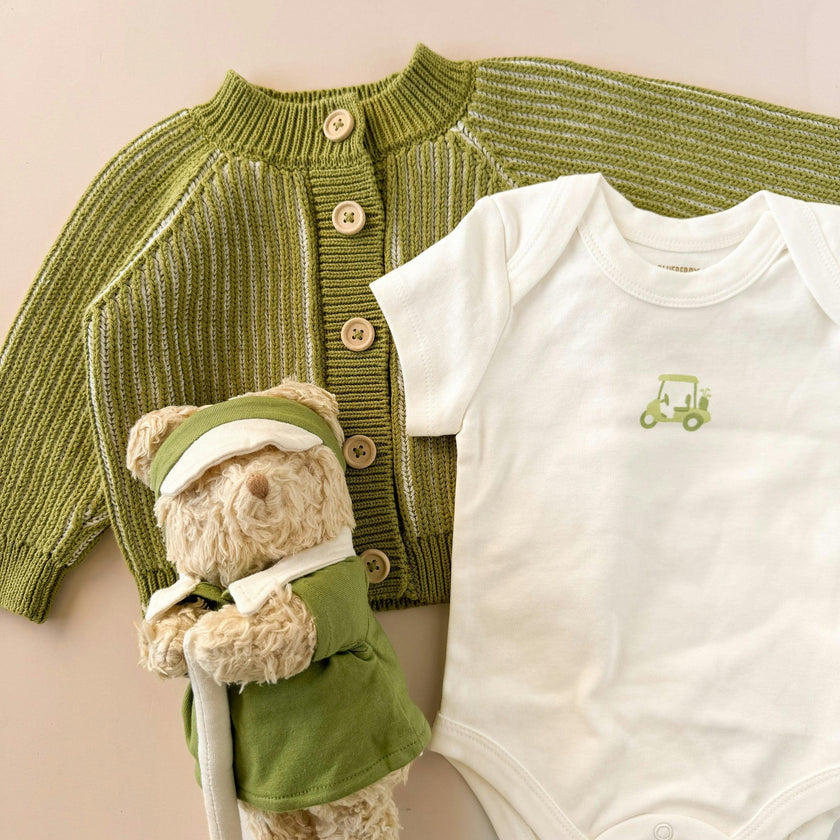 Cotton Brioche Cardigan, Green