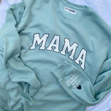 Mama Personalized Love on the Cuff Sweatshirt, Seafoam