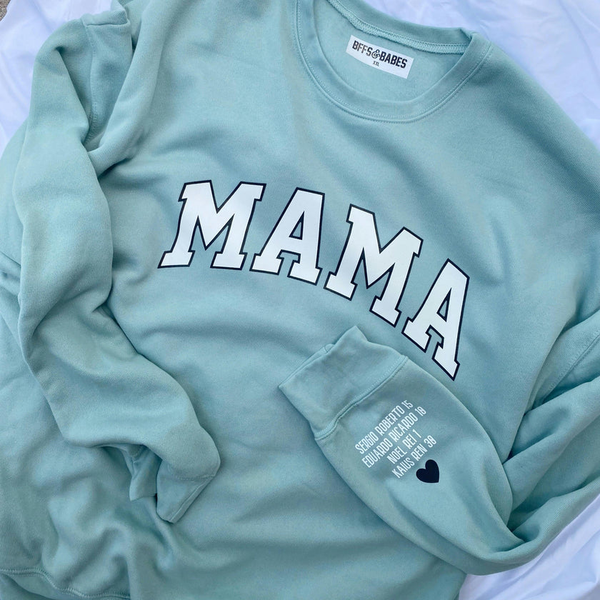 Mama Personalized Love on the Cuff Sweatshirt, Seafoam
