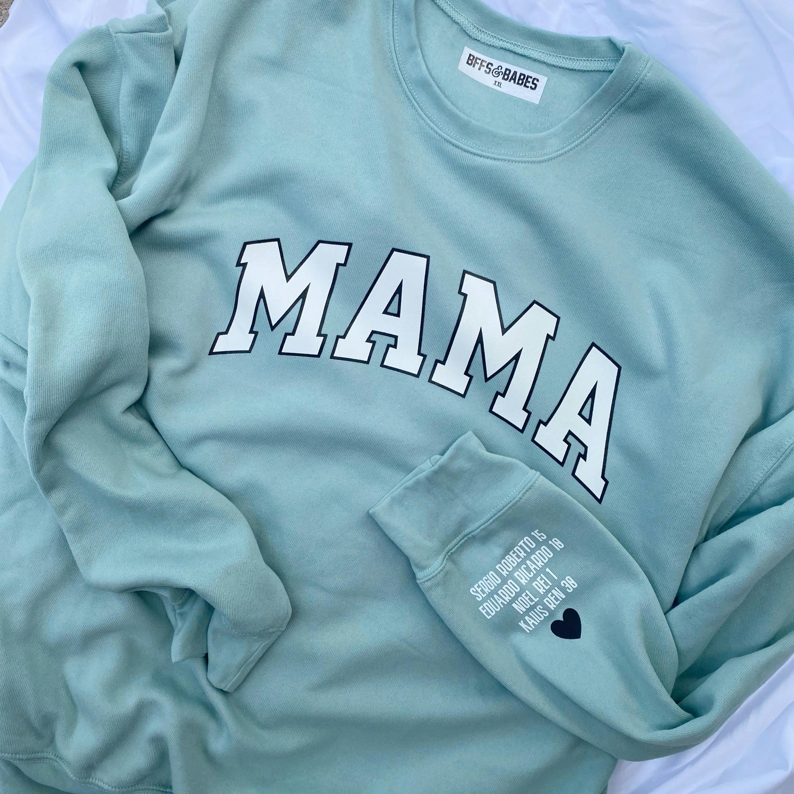 Mama Personalized Love on the Cuff Sweatshirt, Seafoam