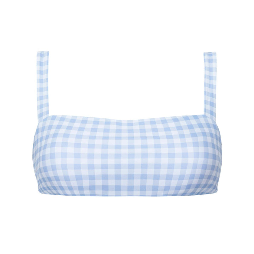 women's oasis blue gingham bandeau bikini top