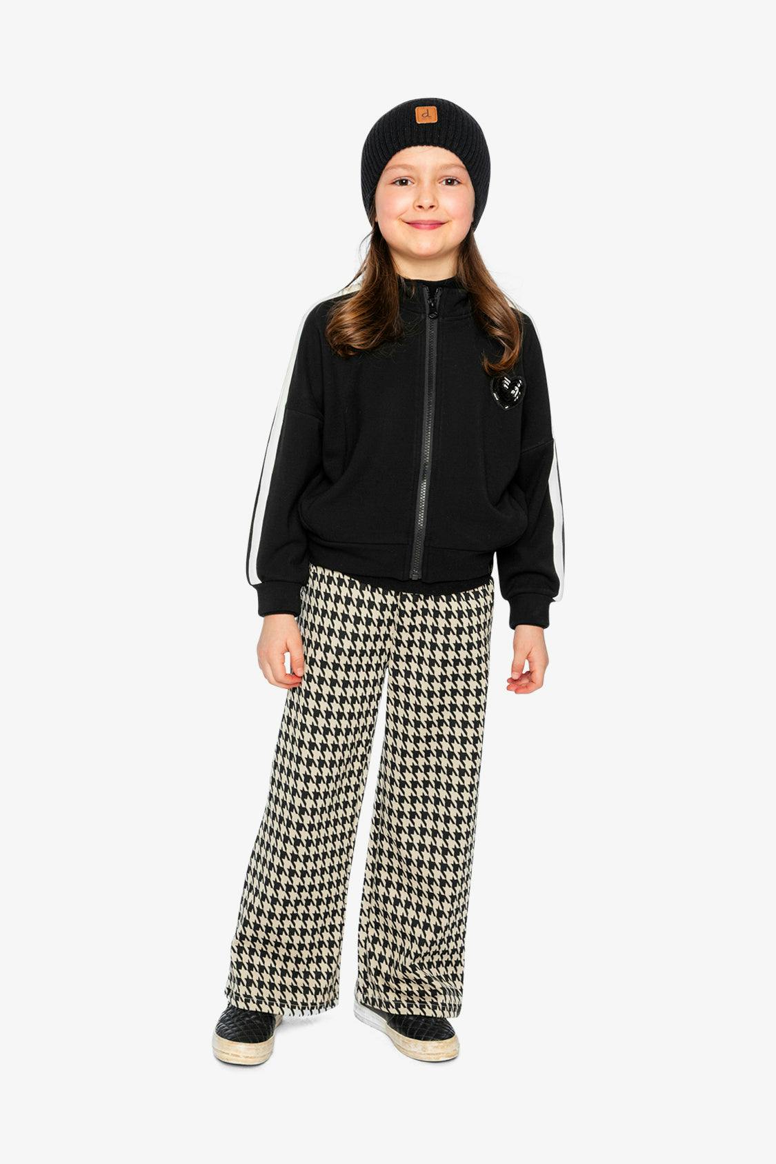 Flare Pants Black And Beige Houndstooth